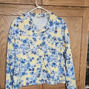 Blue and Yellow Floral Button-Up Shirt